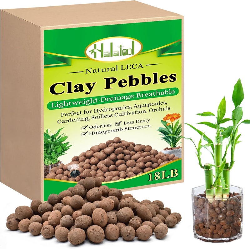 Halatool 18LB Hydroton Clay Pebbles for Plants 4mm-16mm Lightweight Hydro Leca Balls for Potted Plants Hydroponics Gardening Orchids Drainage Decoration Aquaponics Aquariums - Image 1